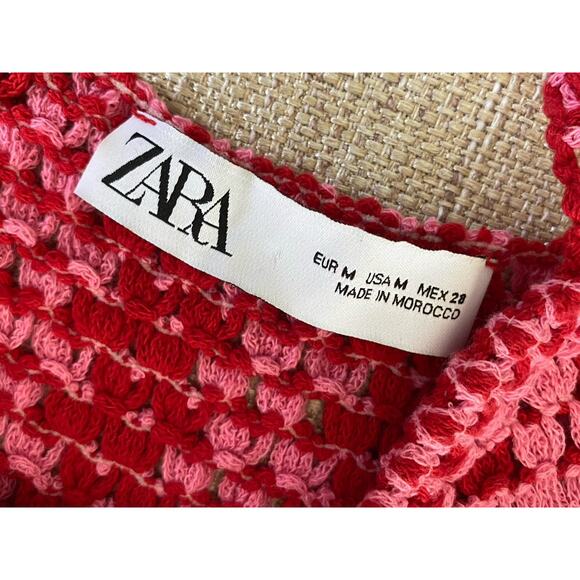 ZARA TEXTURED KNIT BODYSUIT Pinkish Red M - Picture 4 of 7